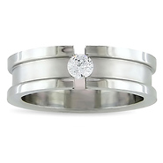 6mm Stainless Steel CZ Tension Set Ring