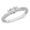 Tapered 10K White Gold Three Stone Diamond Promise Engagement Ring