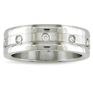 6mm Stainless steel Ring with 2mm Round CZ