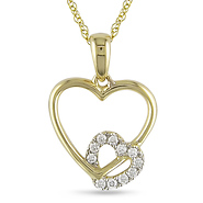 10k Yellow Gold .07 ctw Diamond Heart Pendant