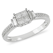 10K White Gold 0.50 ctw Diamond Princess Cut Fashion Ring