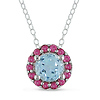 Sterling Silver 1.5 CT TGW Blue Topaz & Pink Tourmaline Pendant
