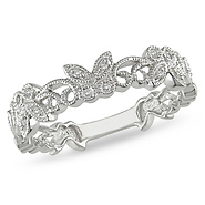 10K White Gold 0.04 ctw Diamond Butterfly Fashion Ring