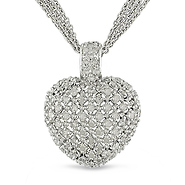 .925 Sterling Silver 1.00 TCW Heart Necklace