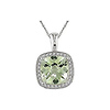 10k White Gold Cushion Cut Green Amethyst & .10 ctw Diamond Pendant
