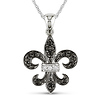 10K 1/8 CT Black & White Diamond Fleur de Lis Pendant