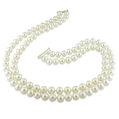 2-Strand 9-10mm FW Pearl Necklace with Silver Bayonet Clasp
