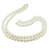 2-Strand Large Freshwater White Pearl Necklace & Silver Clasp