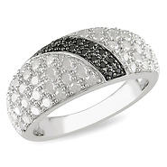 Sterling Silver 1.00 ctw White & Black Diamond Ring