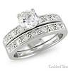 Sterling Silver 2.10 ctw Cubic Zirconia Engagement Ring Set