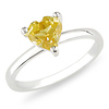 Sterling Silver 0.63 CT TGW Heart Cut Solitaire Citrine Ring