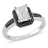 10K White Gold 1.33 CT TGW White Topaz & Black Diamond Ring