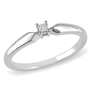 Sterling Silver 0.05 ct Princess Diamond Solitaire Ring
