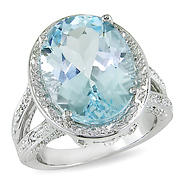 Sterling Silver 11.07 CT TGW Blue Topaz & Sky White Topaz Cocktail Ring