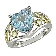 Sterling Silver Two-Tone 4 CT TGW Blue Topaz Heart Cut Fashion Ring