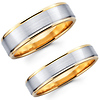 Contemporary 14K Two Tone Brushed Wedding Bands Set