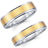4mm & 6mm Brushed Contemporary 14K Two Tone Matching Wedding Bands