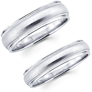 4mm & 6mm Contemporary 14K White Gold Wedding Band Set