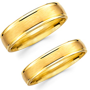 Satin Finish 14K Yellow Gold Matching Wedding Bands