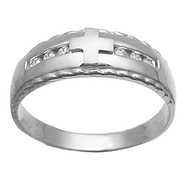 Men's White Gold CZ Wedding Band