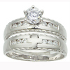 14K White Gold Cross CZ Wedding Ring Set