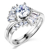 Round 14k White Gold CZ Wedding Ring Set