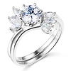 14k White Gold Round & Marquise CZ Wedding Ring Set