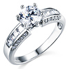 14K White Gold Fancy CZ Engagement Ring