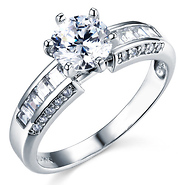 Fancy 14K White Gold CZ Engagement Ring