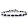Sterling Silver Diamond .02 ctw & 11 CT TGW Oval Sapphires Bracelet