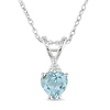 10k White Gold 0.02 ctw Diamond & 1/2 CT TGW Blue Topaz Sky Heart Pendant