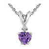 10k White Gold Diamond Accent & 0.4ct Amethyst Heart Pendant