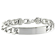 9' Sterling Silver Mens Polished Bracelet  w/ Lobster Clasp