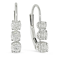 1/2 CT Diamond TW 3 Stone Earrings 14k White Gold GHI I2;I3