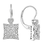 1/6 CT Diamond TW LeverBack Earrings 10k White Gold GHI I2;I3