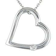 10k White Gold .03 CTW Diamond Heart Pendant