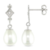 10KW 6.5-7mm FW Rice Pearl Earrings W/ .01ct TDW, I2-I3