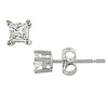 14K White Gold Basket Setting 0.25ct Princess Cut Diamond Stud Earrings