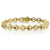 Gold Plated Sterling Silver .02ct Heart-Linked Bracelet