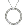 1/10 CT Diamond TW Circle Pendant With Chain 10k White Gold GHI I3