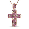 Ladies� Rhodolite Gold-Plated Sterling Silver Cross Pendant Necklace