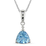 Triangular Sky Blue Topaz & Diamond Accent 10K White Gold Pendant