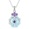 Sterling Silver 3.8 CT TGW Blue Topaz Sky, Iolite & Amethyst Fashion Pendant