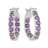 1 1/3 CT TGW Amethyst Hoop Earrings Silver
