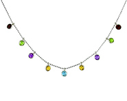 Multi-Gemstone Cleopatra Necklace in Sterling Silver
