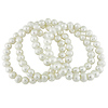 Set of 4x 7.5' 7-8mm FW White Pearl Elastic Bracelets (pearl grade AAA)