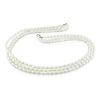 18' 3 Strand 4-5mm  FW Rice Pearl Necklace w/ Silver Lobster Clasp, (pearl grade AAA)