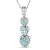 Triple Heart Sky Blue Topaz & Diamond Accent 10K White Gold Pendant