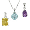 Sterling Silver 7.6 CT TGW Blue Topaz Sky, Citrine & Amethyst Fashion Pendant