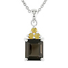 5 CT TGW Smokey Quartz Citrine Fashion Pendant With Chain Silver